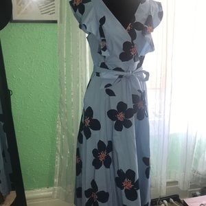 kate spade grand flora poplin midi dress
